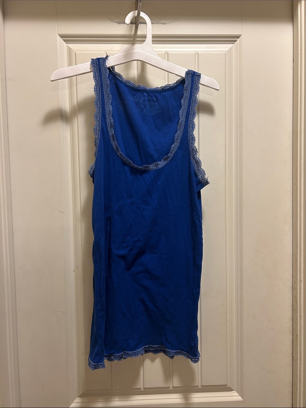 Y2K American Eagle Outfitters Royal Blue Lace-Trim long Tank